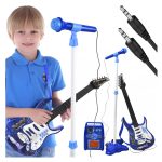 Rock’n’Roll gitár mikrofon+állvány erősítő készlet – kék 1