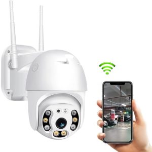 Telefonról vezérelhető PTZ01 WIFI-s biztonsági kamera - mozgásérzékelős, 360°-ban forgatható, időjárásálló - fehér (BBV) (BBD) - Image 1