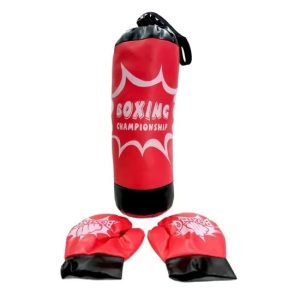 Felakasztható boxzsák boxkesztűvel gyerekeknek - piros - 50x21x21 cm (BBJ) - Image 4