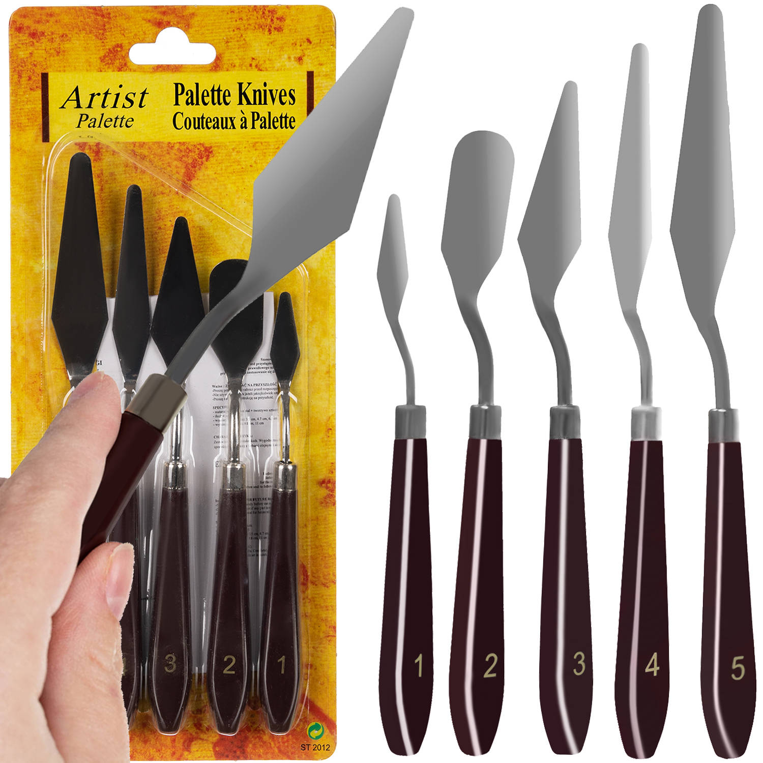 5 db-os profi festőkés készlet – acél spatula készlet különböző méretekben (BB-17696) (7)