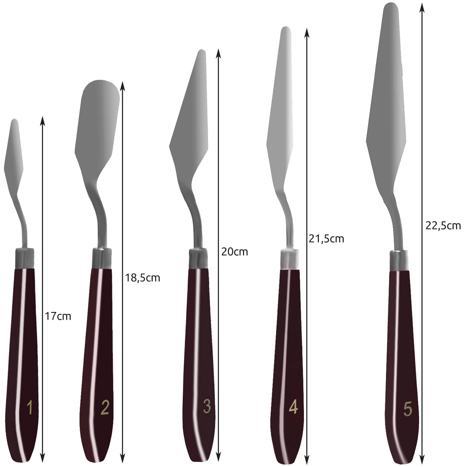 5 db-os profi festőkés készlet – acél spatula készlet különböző méretekben (BB-17696) (9)