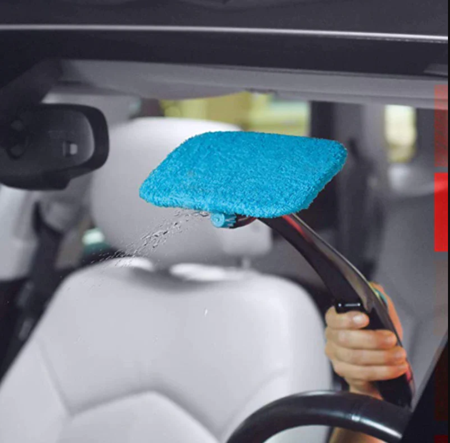 Csuklófejes ablak, – és szélvédőtisztító beépített adagoló flakonnal – 2 db mikroszálas törlőhuzattal, összehajtható nyéllel