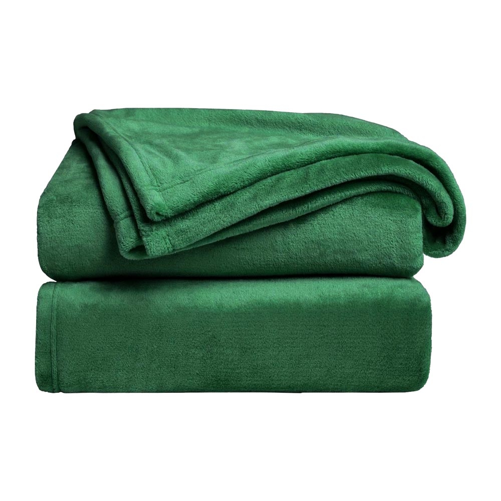 Kellemes tapintású puha plüss takaró – sötétzöld
