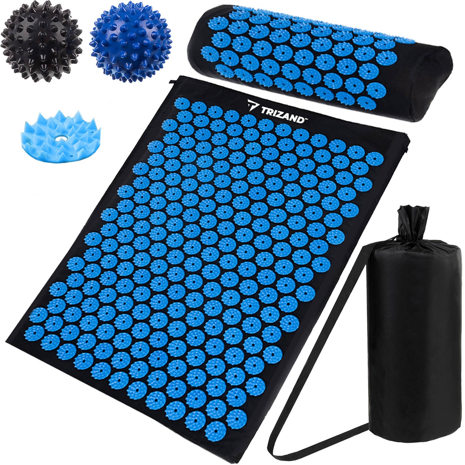 Multifunkciós akupresszúrás készlet matraccal, nyakpárnával, és tüskés labdákkal praktikus tárolózsákban (BB-14203) (6)