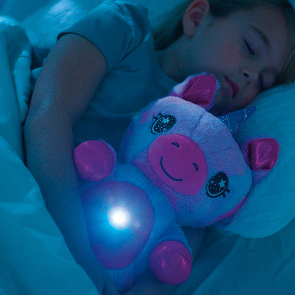 Pihe-puha ölelnivaló plüss unikornis – csillagkivetítős éjszakai fény és játszópajtás, rózsaszín