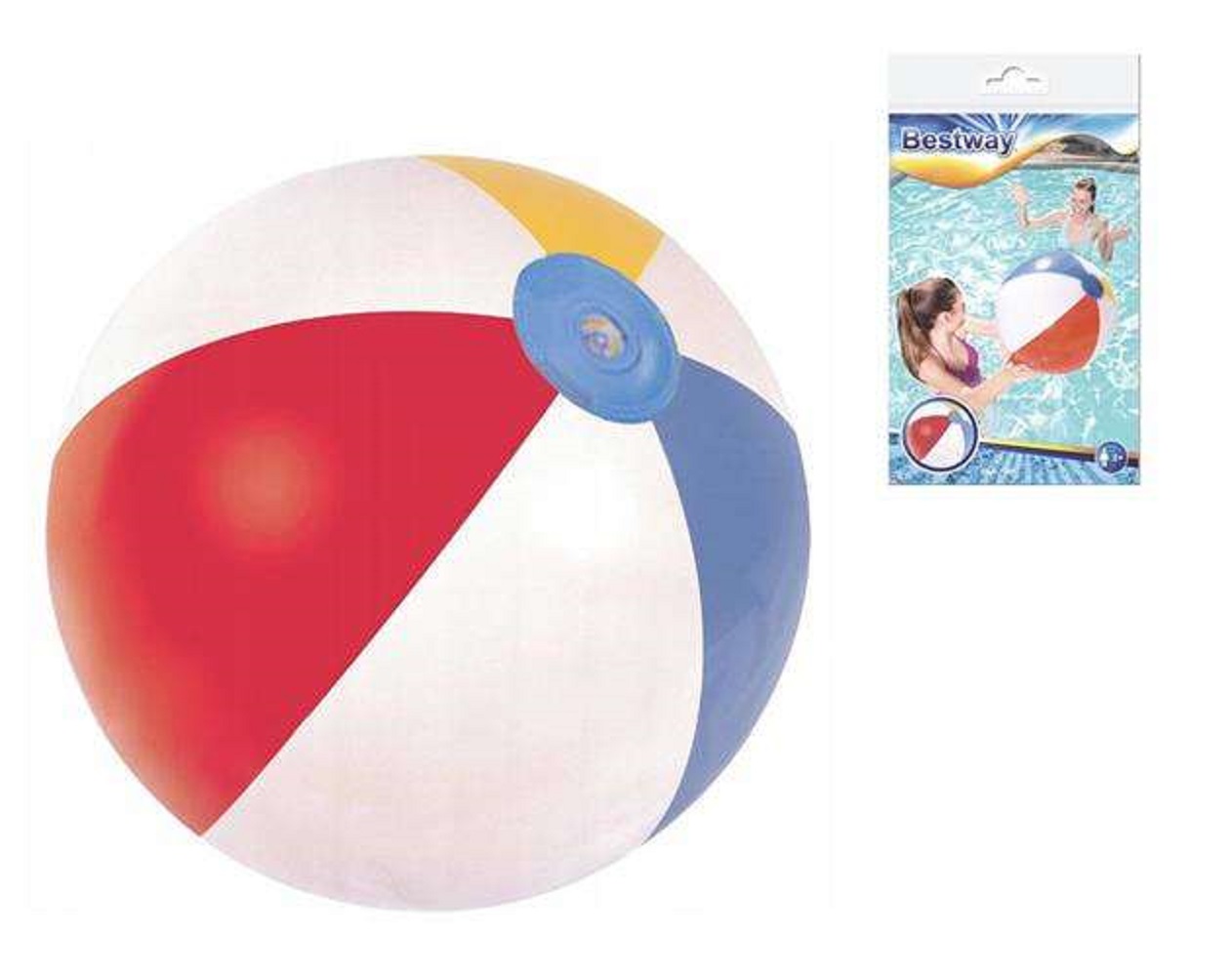 Bestway felfújható strandlabda színes csíkokkal, strandra vagy akár uszodában is – 51cm (BB-9855) (1)