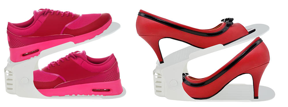 Helytakarékos, csúszásgátlós állítható cipőrendező 1 pár cipőhöz – 26cm x 10cm x 11-18cm, fehér szín (BB-5609) (3)