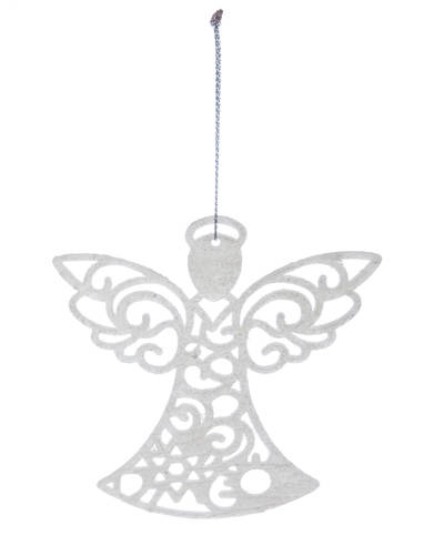 Műanyag karácsonyi fenyődísz, angyalka dekoráció – 3 db, fehér csillámos szín (BB-17240) (4)