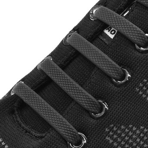 Rugalmas, vízálló, kötésmentes szilikon cipőfűző készlet – 16 darab, fekete szín (BB-19933) (6)