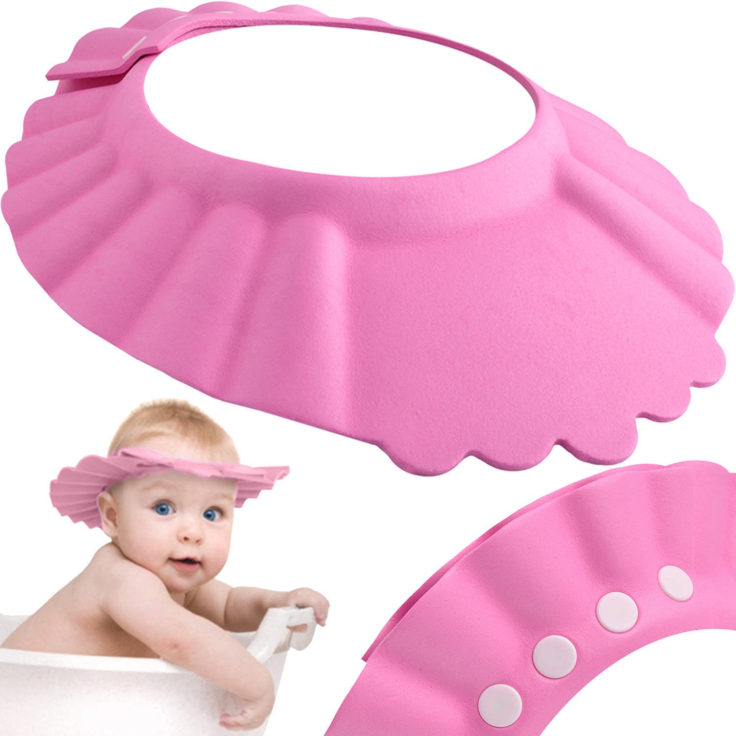 Vízálló és állítható zuhanysapka kisgyermekeknek – rózsaszín színű (BB-1835) (3)