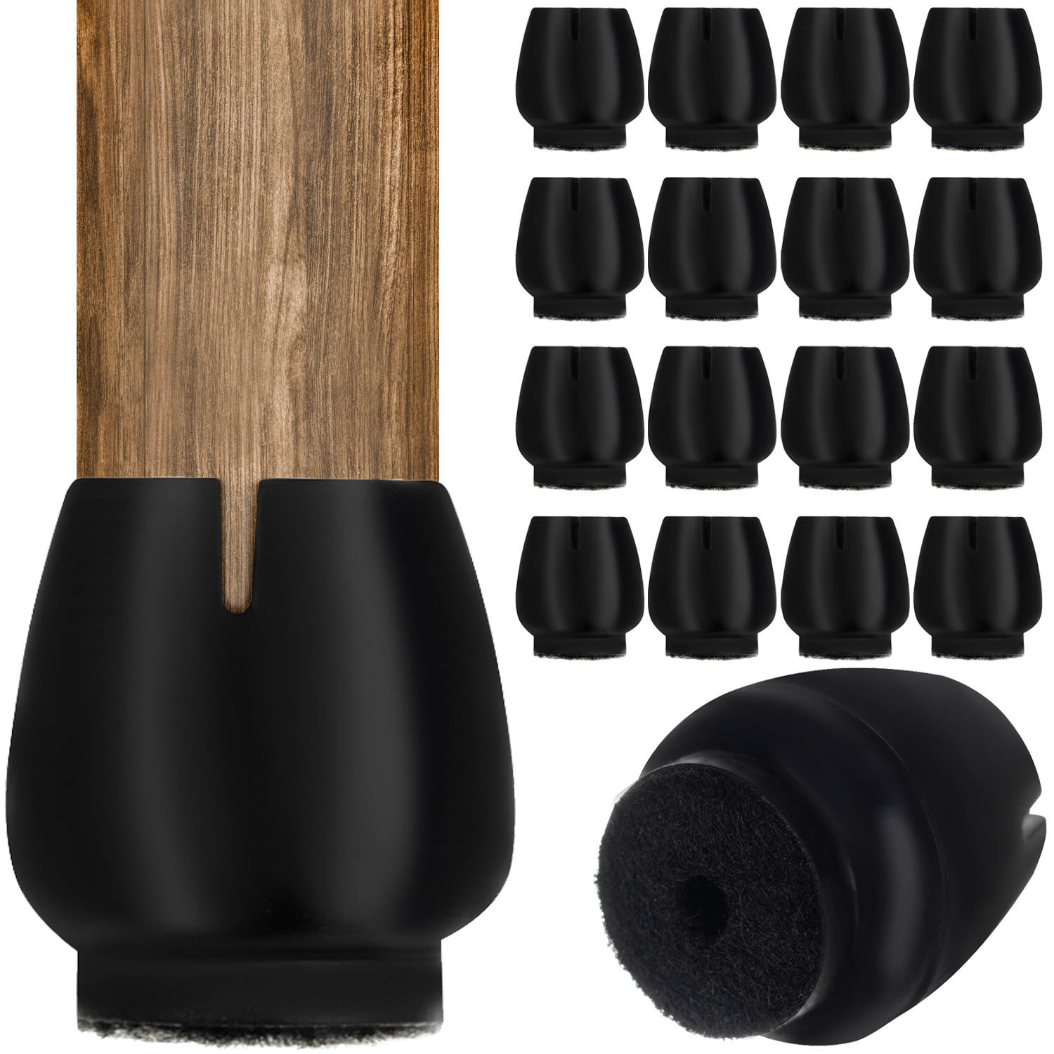 Vízálló – szilikon székláb védőhuzatok a padló és a széklábak védelmére – 16 db-os csomagban, fekete szín (BB-17235) (8)