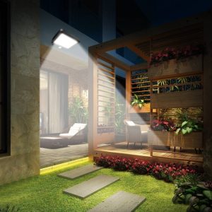 Vízálló 100 LED-es napelemes mozgásérzékelős udvari lámpa (BBL) - Image 4