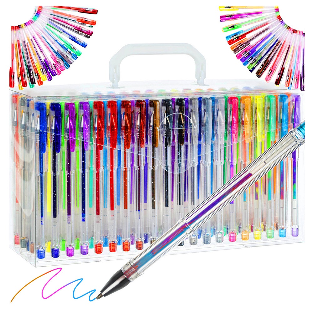 140 darabos színes zselés toll készlet – 4 féle árnyalattal, praktikus hordozható tokban (BB-16708) (15)