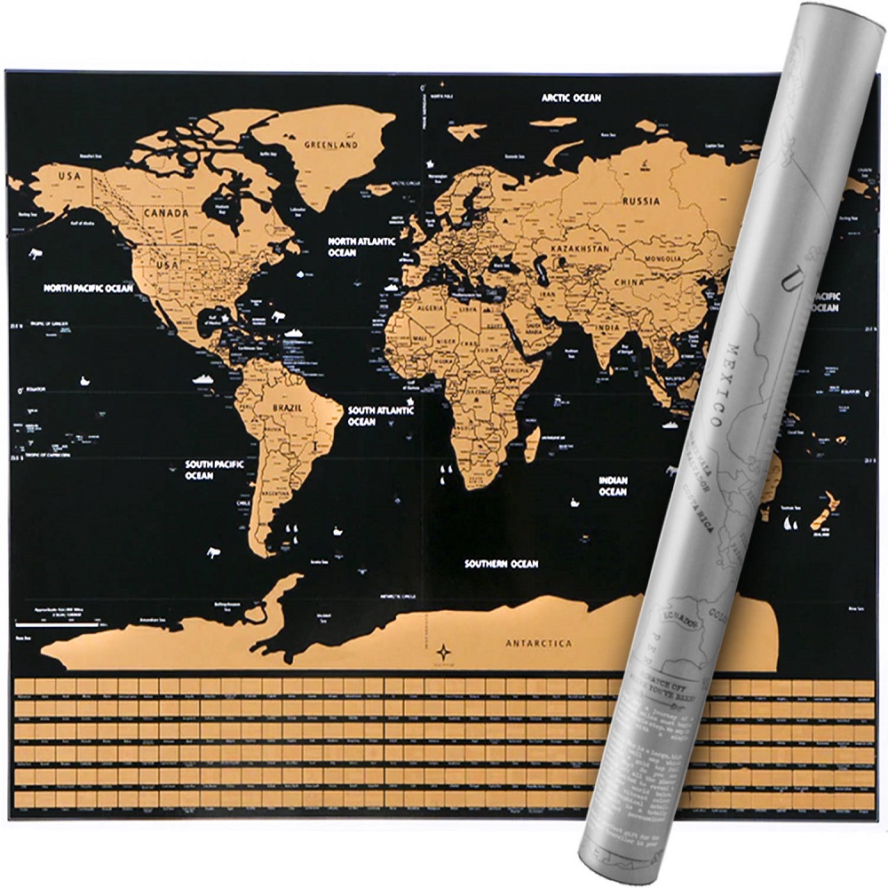 Kaparós világtérkép angol nyelven, zászlókkal – 62 x 5,5 x 5,5 cm (BB-9409) (1)