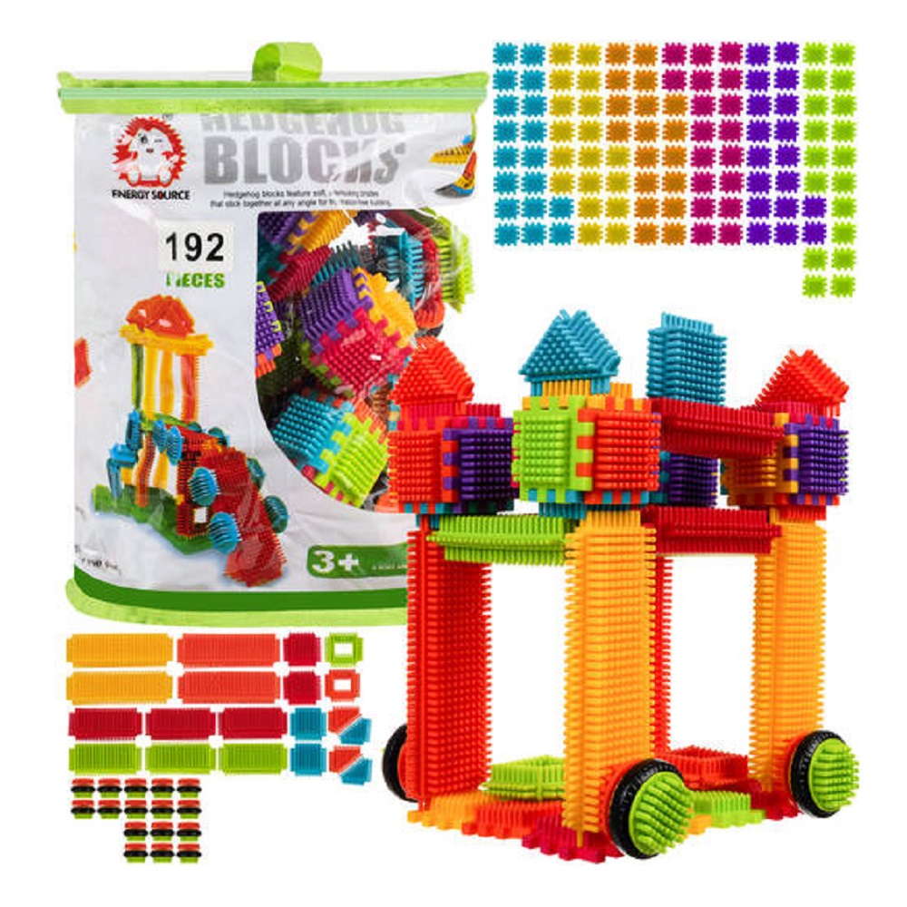 Oktató, logikai, készségfejlesztő tüskés építőjáték gyerekeknek - 192 színes elemmel (BB-20376)