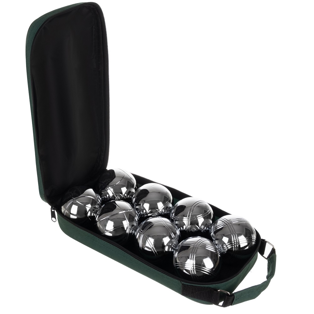 Petanque készlet 8 db ezüst golyóval, praktikus hordozható táskában – ügyességi és szabadtéri játék (BB-0725) (9)