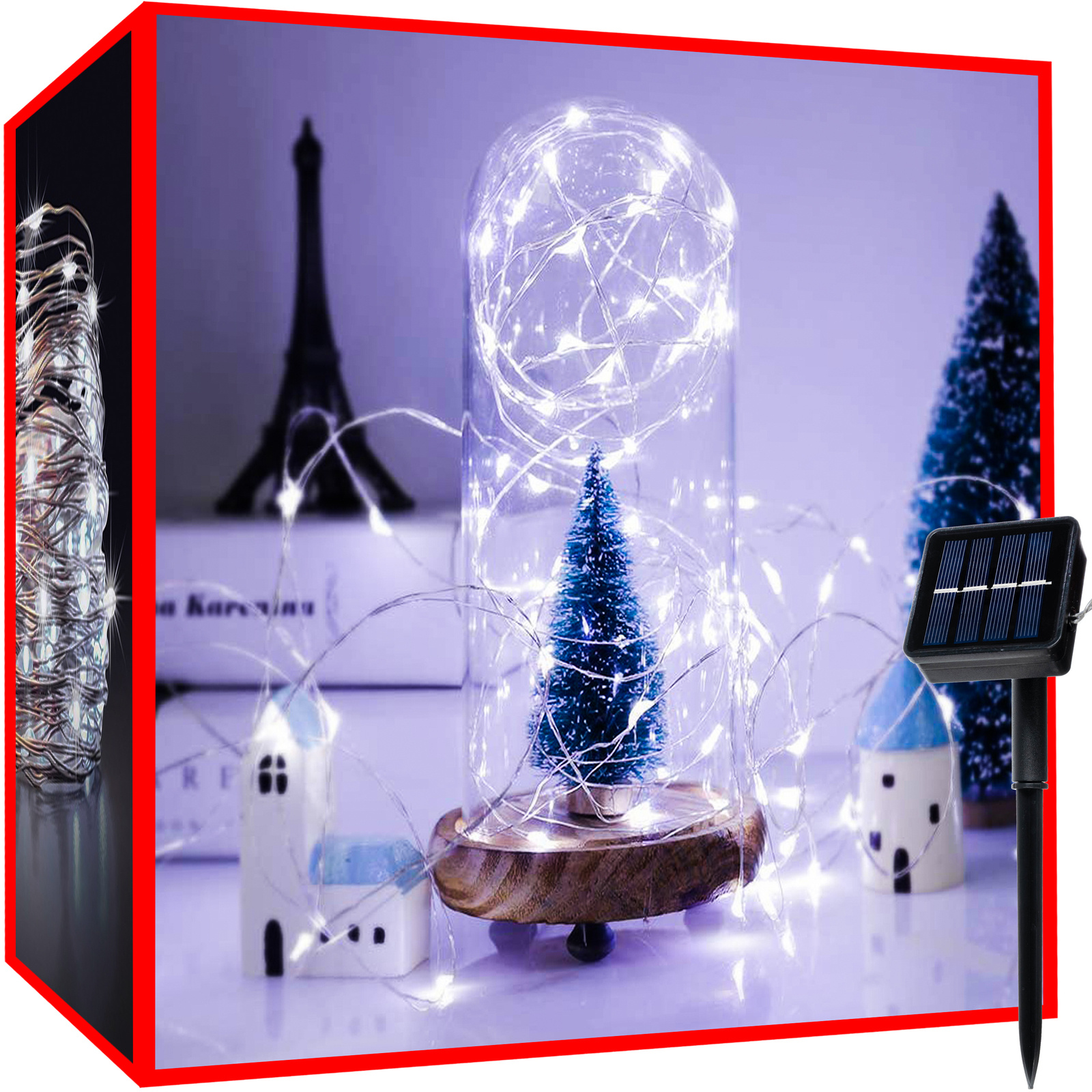 Vízálló, napelemes karácsonyi fényfüzér 8 világítási móddal – 12 méter, hideg fehér (BB-11395) (5)