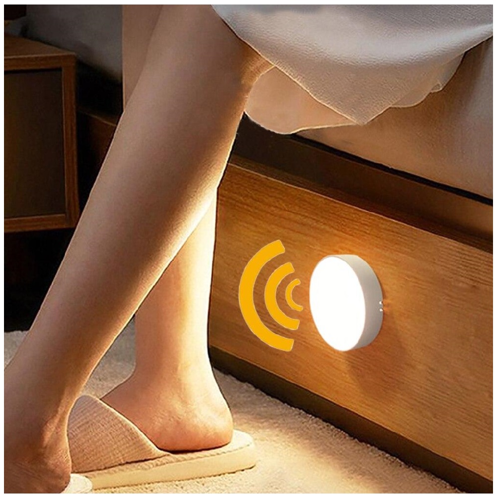 Mágnessel rögzíthető, mozgásérzékelős, kör alakú éjjeli lámpa - biztonsági fény lépcsőkhöz, folyosókra (BBV)
