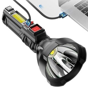 L-830 USB-ről tölthető LED zseblámpa 4 világítási móddal és kiegészítő fényforrással az oldalán (BBV) - Image 6