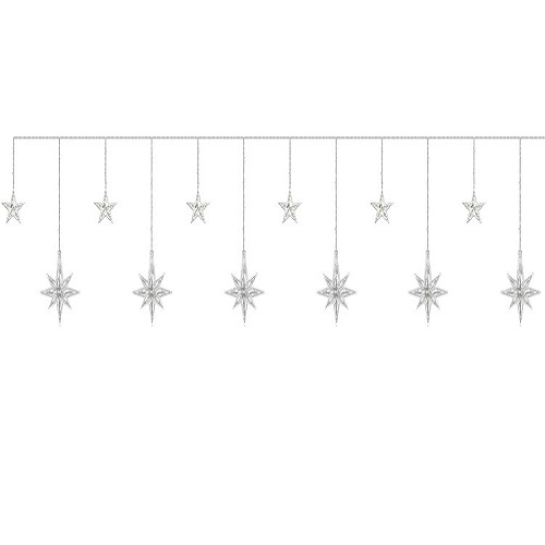 186 LED-es karácsonyi fényfüggöny csillagokkal – 3 m, meleg fehér (BB-17226) (2)