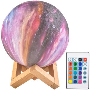 3D LED-es hangulat lámpa - Hold alakú éjjeli fény stílusos fa talppal -16 különböző színben és 4 világítási móddal (THM) - Image 4