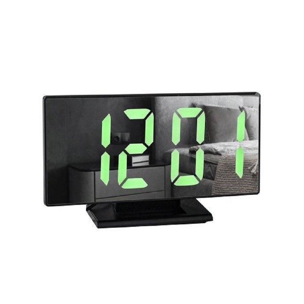 4 az 1-ben digitális asztali LED óra – hőmérő, tükör és ébresztőóra – 19 x 10 cm, fekete (BB-10721) (5)