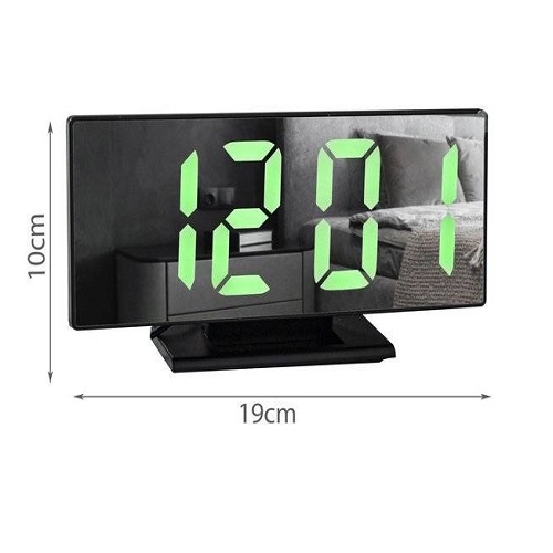 4 az 1-ben digitális asztali LED óra – hőmérő, tükör és ébresztőóra – 19 x 10 cm, fekete (BB-10721) (6)