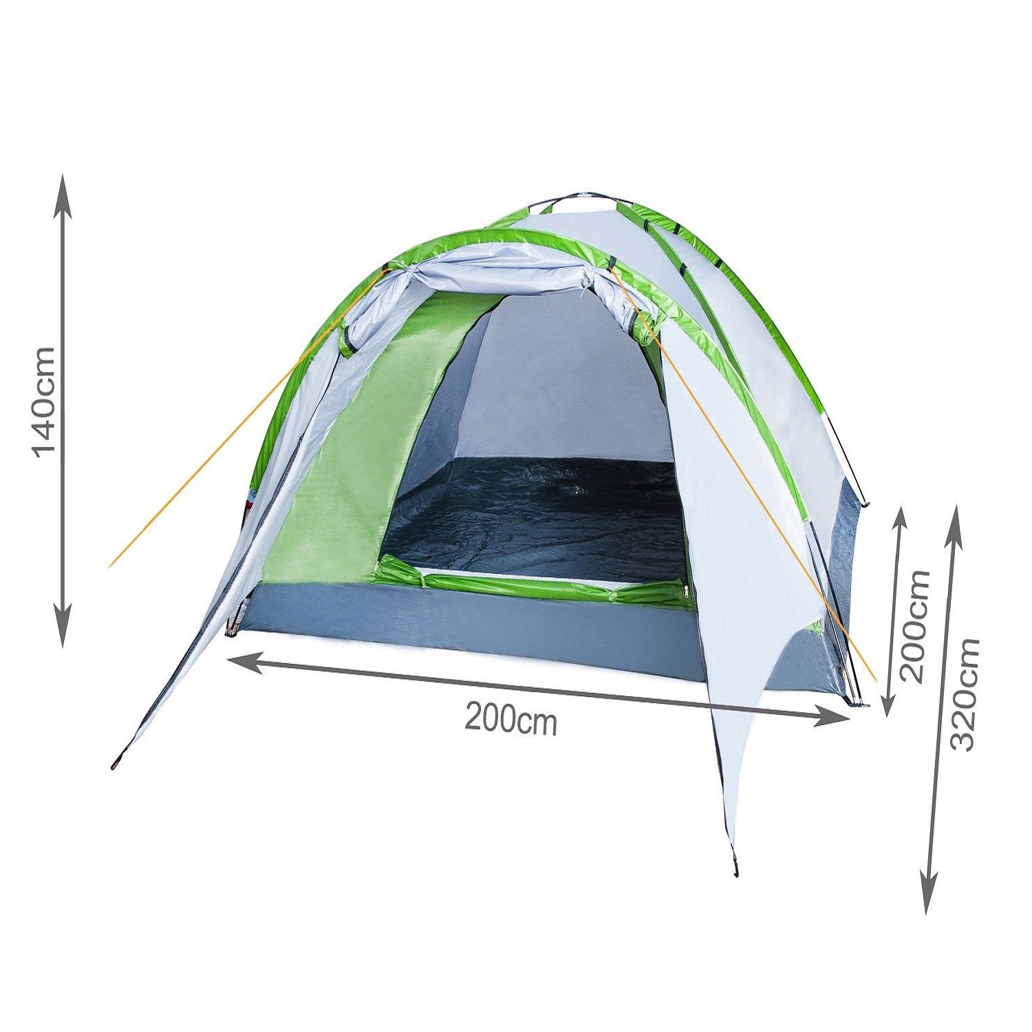 4 személyes tágas, vízálló kemping turista sátor – előtetővel, szúnyoghálóval és szellőzőrendszerrel (BB-10119) (2)