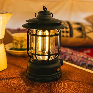 L-27 felakasztható lámpás újratölthető akkumulátorral és 1-300 lumen között állítható fényerővel - retro megjelenésű, extra erős kemping lámpa (BBD) - Image 3