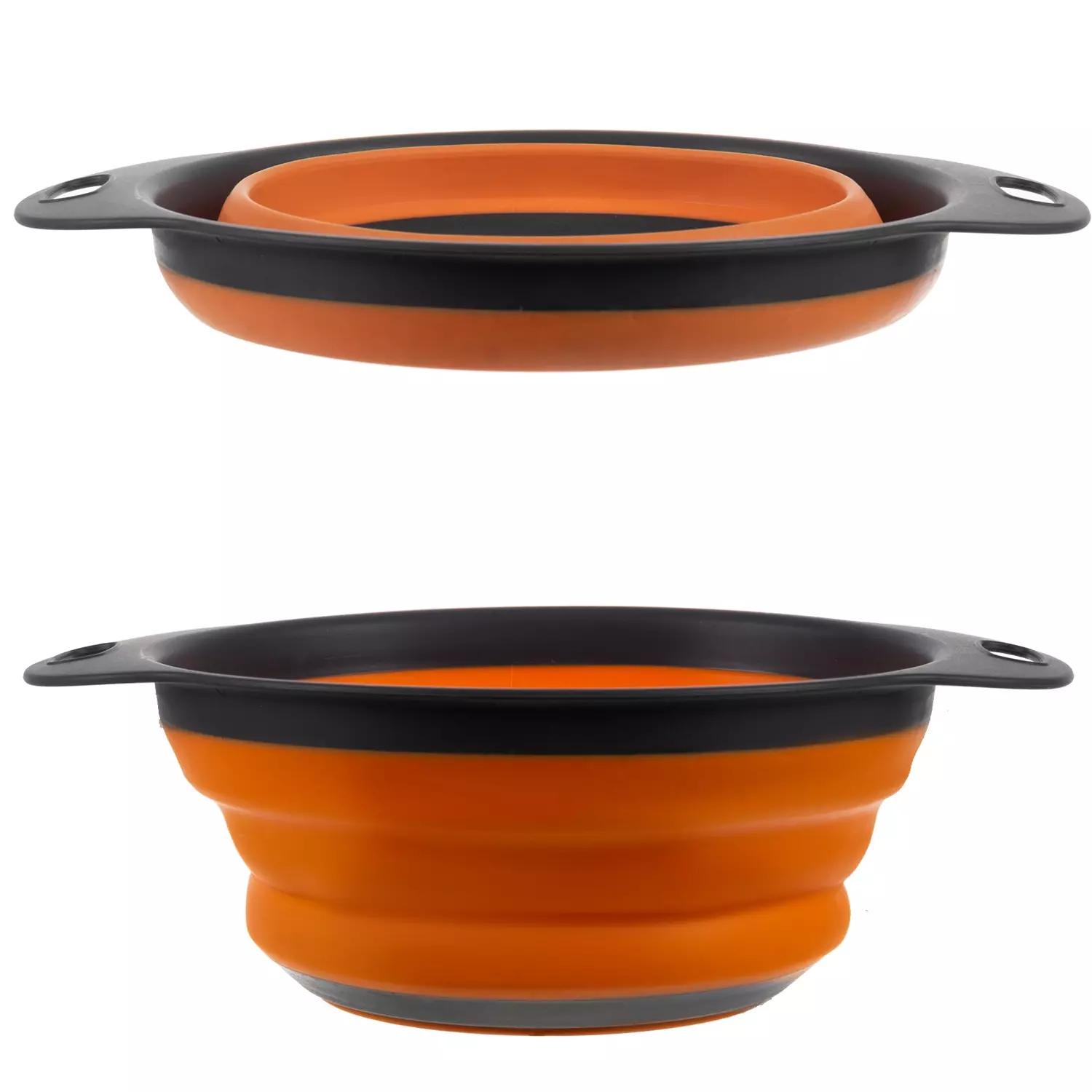Összecsukható szilikon tésztaszűrő és zöldségmosó – 24 cm, szürke-narancs (BB-20780) (2)