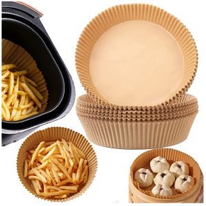50 db air fryerbe helyezhető kerek sütőpapír - tapadásmentes sütőkosár olaj nélküli sütőhöz - 16 x 4 cm (BBKM)(BBM) - Image 1