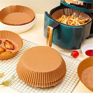 50 db air fryerbe helyezhető kerek sütőpapír - tapadásmentes sütőkosár olaj nélküli sütőhöz - 16 x 4 cm (BBKM)(BBM) - Image 2