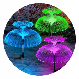 2 db-os napelemes, kültéri leszúrható lámpa szett - RGB LED medúza alakú kültéri dekor világítás (BBJH) - Image 1