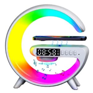 G63 Multifunkciós szórakoztató állomás – Bluetooth hangszóró, vezeték nélküli töltő, RGB LED party fény és éjszakai lámpa – 10W (BBV) - Image 1