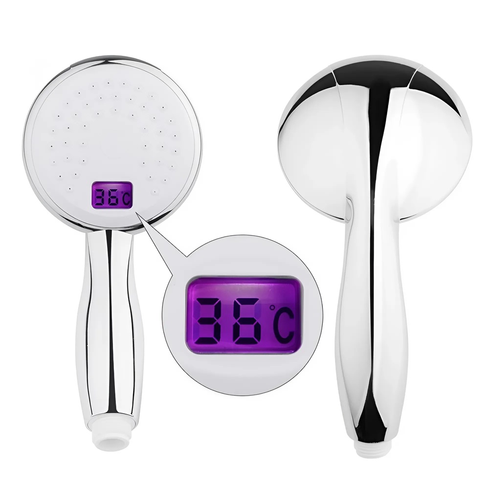 LCD kijelzős víztakarékos zuhanyfej beépített hőmérővel – Intelligens vízkezelés és pontos hőmérséklet-ellenőrzés (BBV) 1