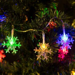 Hópehely formájú napelemes LED fényfüzér – 30 színes LED, 6 méteres karácsonyi dekoráció (BBV) - Image 2