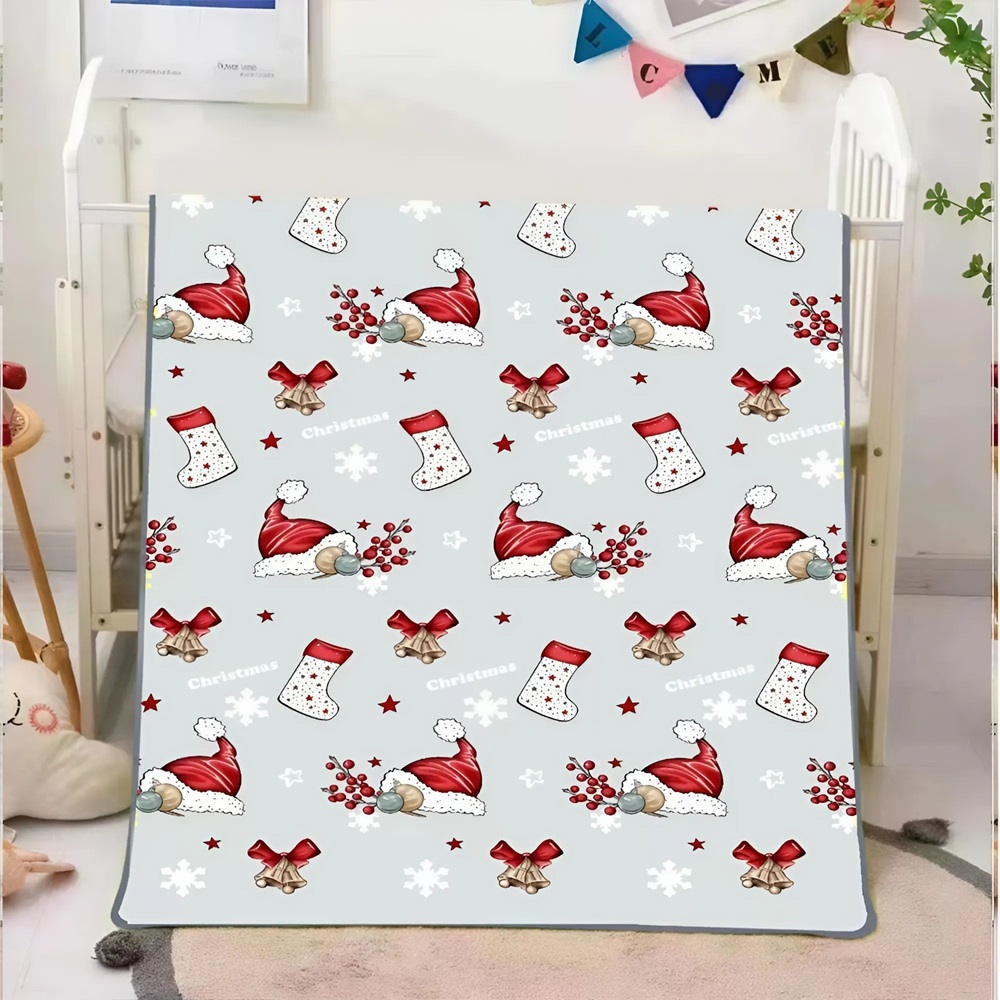 Karácsonyi puha plüss takaró – Mikulás sapka mintával, 200 x 230 cm (BBCD)