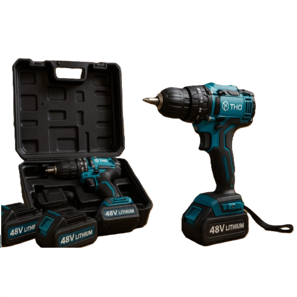 THO_lítium_akkumulátoros_fúrógép_csavarozó_48V,_dupla_akku,_praktikus_kofferben_M_9022_(BBD)1