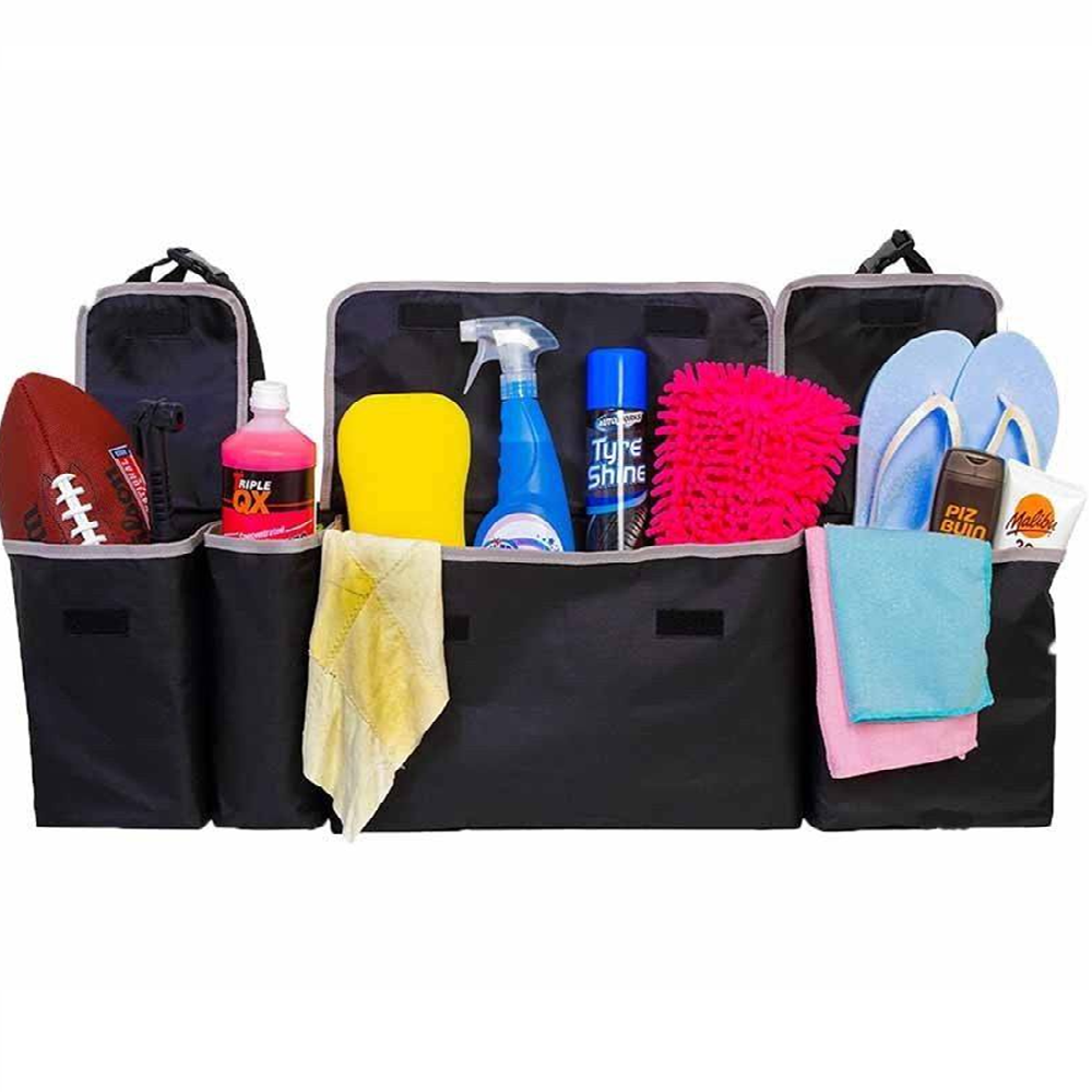 Autós csomagtartó rendező – 4 rekeszes, összecsukható, vízálló tárolódoboz 91×26 cm, praktikus rendszerező az autóba (BLLV)6