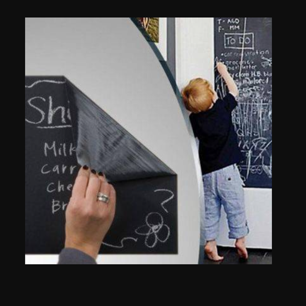 Krétával írható öntapadós falfólia – 200×45 cm táblafólia tekercs 5 db ajándék krétával, könnyen tisztítható krétatábla matrica gyerekeknek és irodába (BLLV)5