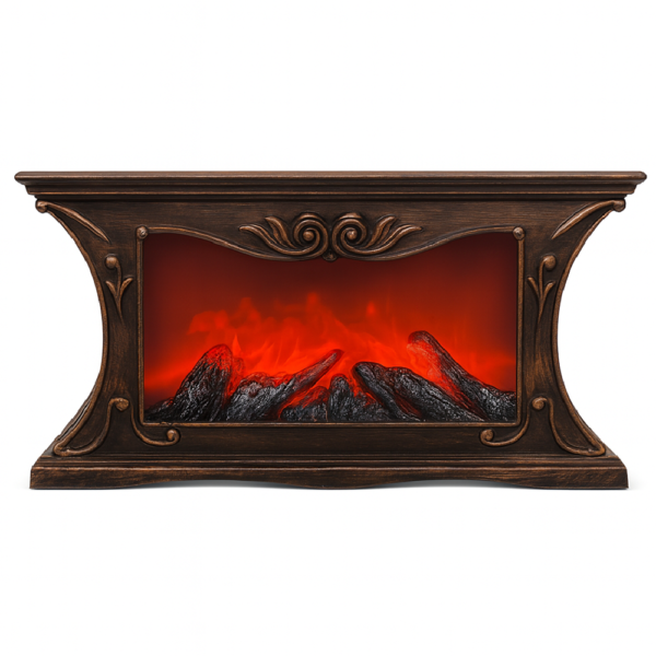 LED dekoratív díszkandalló lángeffekttel – valósághű lánghatású hangulatfény, 23×45cm -barna SP-90 (BBD)