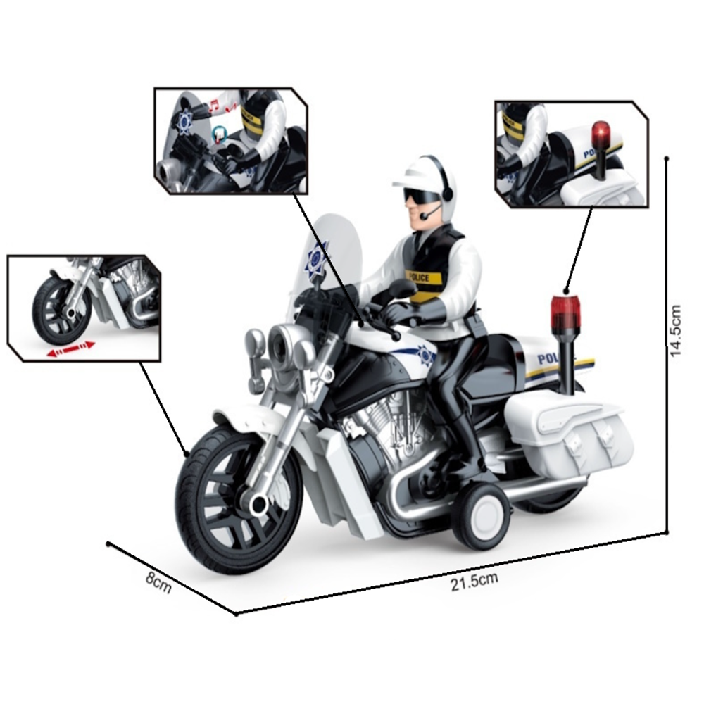 Rendőrségi játék motorkerékpár – 23 cm-es motor fény- és hangeffektekkel, realisztikus rendőr jármű gyerekeknek WY430A (BBJ)3