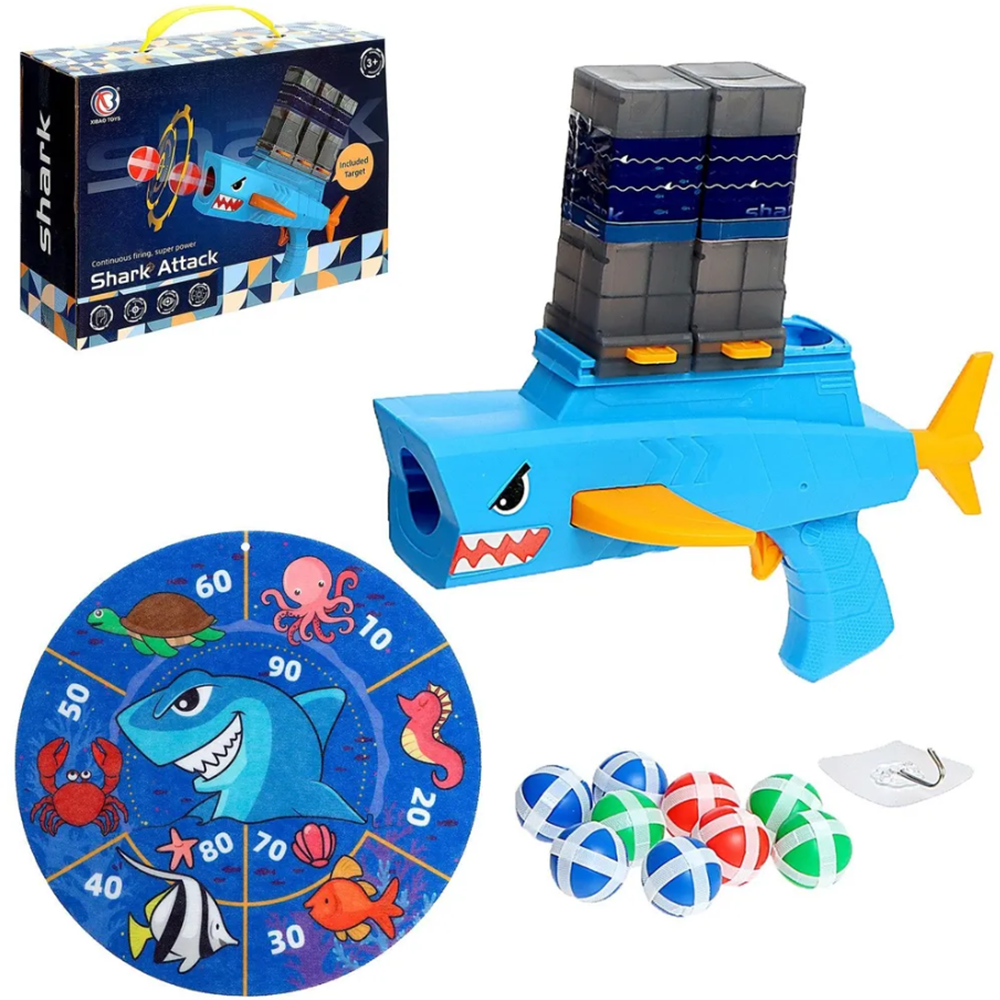 Shark attack – ragadós golyós célbalövő játék gyerekeknek darts táblával, beltéri szórakozáshoz (BBJ)10