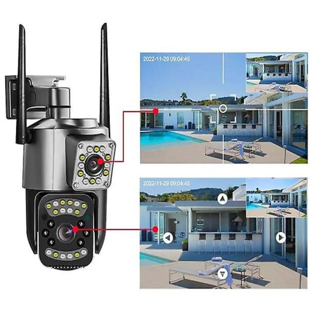 Dupla lencsés 4MP 2K IP kamera 4G SIM kültéri WiFi 10X zoom biztonsági CCTV kamera ((BBD) 3