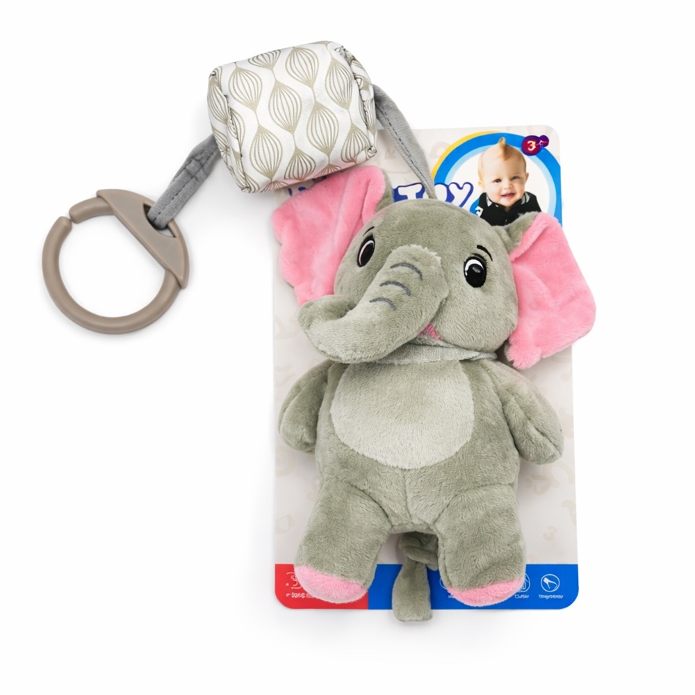 Muki csörgős plüss elefánt babajáték – puha bébi csörgő újszülötteknek 3+ hónaptól 67 (BBMJ)
