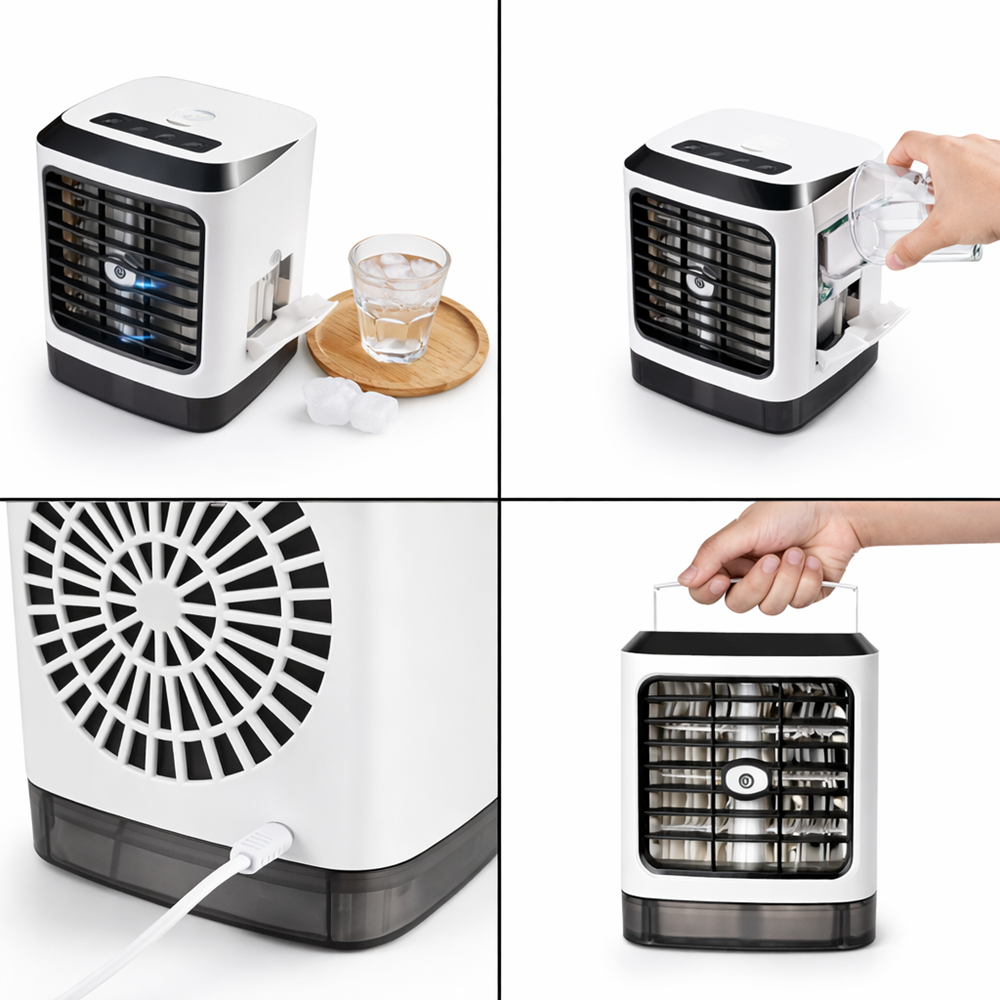 ArcticBreeze 4 az 1-ben hordozható léghűtő mini klíma – USB ventilátor és párásító 480 ml tartállyal, 3 sebesség, LED hangulatfény (BBV) 5