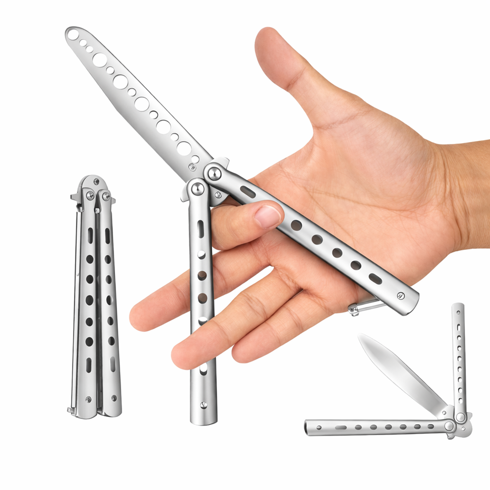 Él nélküli gyakorló pillangókés kezdőknek – ezüst (BBL) 1 (2)