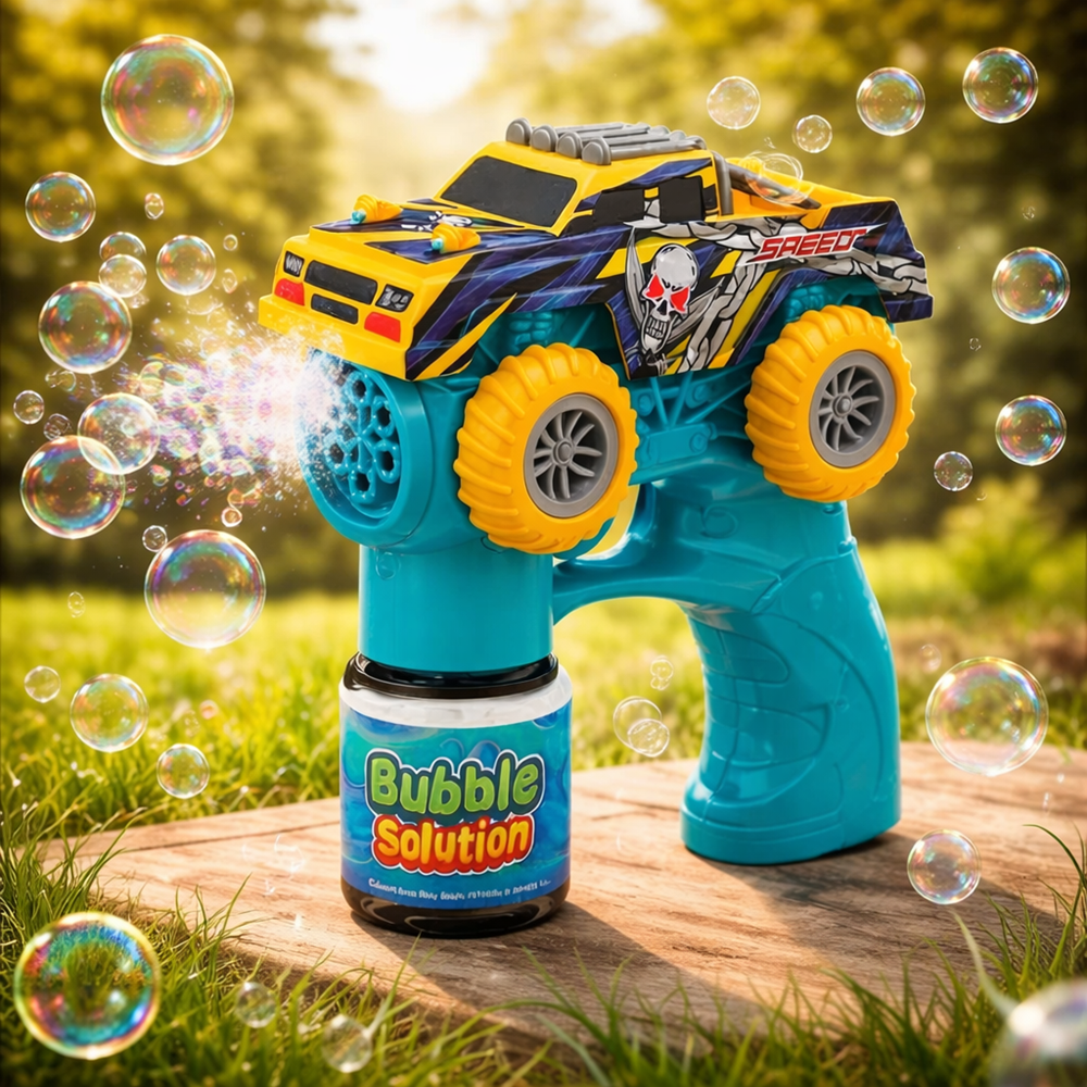 Monster truck buborékfújó pisztoly – elemes automata szappanbuborék játék gyerekeknek (BBJ) 5