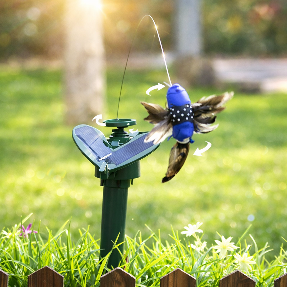 SolarBloom napelemes táncoló kolibri kerti dekoráció – mozgó napenergiás kerti dísz 40 cm 2