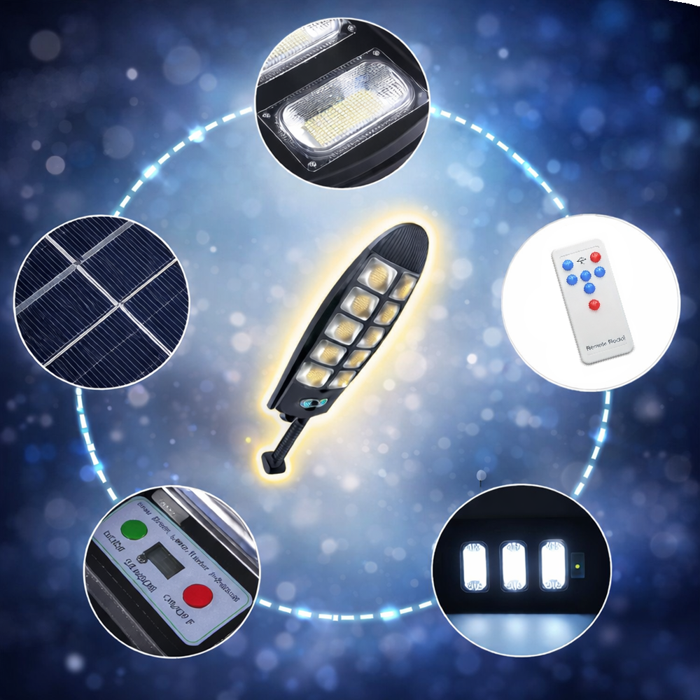 SolarNova W788B-5 napelemes LED utcai lámpa – mozgásérzékelős kültéri kerti és utcai lámpa 3